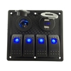 12V-24V Wasserdicht 4-Gang Kippschalter Panel LED-Rocker Switch Panel mit Zigarettenanzünder-Buchse Dual USB Port Voltmeter für Auto-Boots-Marine-Motorrad