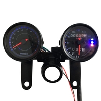 12V Motorrad 13000 U / min Drehzahlmesser km / h Tachometer Doppel-Kilometerzähler mit LED-Hintergrundbeleuchtung Signalleuchten
