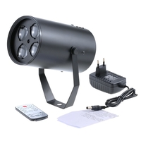 12W Mini 4 LEDs RGBW-Muster-Stadiums-Licht 4 Patterns Effekt Aluminium-Lampe Unterstützung Ton-Aktivierung Auto Run IR-Fernbedienung für Innen KTV Partei-Verein-Disco Pub Bar Bankett Schule anzeigen Hochzeit