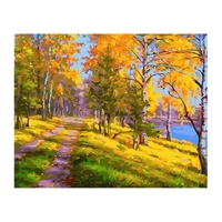 12x16 Zoll DIY Ölgemälde auf Leinwand Farbe von Number Kit Waldmuster für Erwachsene Kinder Anfänger Handwerk Home Wanddekoration Geschenk