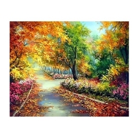 12x16 Zoll DIY Ölgemälde auf Leinwand Farbe von Number Kit Waldmuster für Erwachsene Kinder Anfänger Handwerk Home Wanddekoration Geschenk