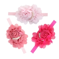 13 Stück Schöne Baby Mädchen Rose Blume Stirnband mit Doppelschichten von Perlen Fotografie Haarband Headwear Zubehör für Kleinkinder