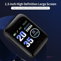 1, 3-Zoll-Touchscreen Smart Armband Sportuhr Wasserdicht Fitness Tracker Blutdruck Herzfrequenz Blut Sauerstoffmonitor Blau