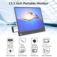 13, 3 zoll Tragbare Monitor IPS Bildschirm 3840*2160 Auflösung mit Integrierte Faltbare Halterung Breite Kompatibilität Schwarz UNS Stecker