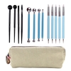 13pcs Tonskulpturen-Set mit Bleistiftbeutel Acryl Rod Indentation Pen Clay Anfänger-Set für Fondant-Kuchen/DIY-Keramik-Ton/Nägel-Kunst