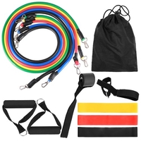 14 Stück Widerstandsbänder Set Workout Fintess Übungsrohrbänder Springseil Tür Anker Knöchelriemen Gepolsterte Griffe 8-förmiges Widerstandsband mit Tragetaschen für Heimgymreisen
