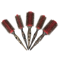 14mm Rundbürste Natürlicher Borstenrollenkamm mit rutschfester Holzgriff Aluminium Runder Kamm für Haarstyling