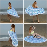 150cm Durchmesser runde indische Mandala Strand Handtuch Wand hängende Tapisserie Matte Picknick Decke Strand Schal mit Fransen Quasten für Urlaub Reise