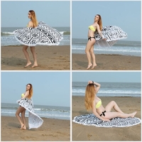 150cm Durchmesser runde indische Mandala Strand Handtuch Wand hängende Tapisserie Matte Picknick Decke Strand Schal mit Fransen Quasten für Urlaub Reise