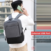 15, 6-Zoll-Computer-Rucksack mit großer Kapazität,  Oxford-Stoff,  Business-Tasche,  Outdoor,  Freizeit,  Reisetasche mit externer USB-Schnittstelle,  hellgrau
