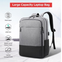 15, 6-Zoll-Computerrucksack mit großer Kapazität,  Oxford-Stoff,  Business-Tasche,  Outdoor,  Freizeit,  Reisetasche mit externer USB-Schnittstelle,  Dunkelgrau
