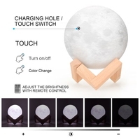 16 farben kreative mond lampe 3d gedruckt mond lampe led nachtlicht 18 cm / 7, 1 zoll mit fernbedienung stehen für kinder mädchen geburtstag thanksgiving weihnachtsgeschenke