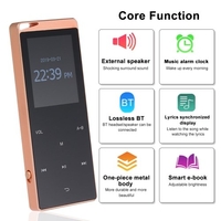 16 GB MP3-Player Tragbarer ultradünner digitaler Musik-Player TF-Kartensteckplatz Touch-Taste FM-Radio-Unterstützung BT-Funktion mit 3, 5-mm-Kopfhörern Luxus-Metallgehäuse-Akku