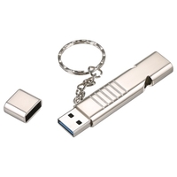 16 GB USB3.0 U Disk Whistle USB Flash Drive 2-in-1 Design Tragbare U Disk Zinklegierung Material Solide und langlebig Plug and Play Silber
