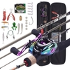 1, 8 m-2, 1 m tragbare Angelrute + Baitcasting-Rolle Angelrad Hard Soft Lure Line Angel-Tackle-Bag-Set Kit Tragbares Angel-Set für das Reisefischen