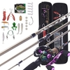 1, 8 m-2, 1 m tragbare Angelrute + Baitcasting-Rolle Angelrad Hard Soft Lure Line Angel-Tackle-Bag-Set Kit Tragbares Angel-Set für das Reisefischen