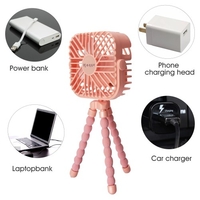 3-fach Mini-USB-Ladeventilator Tragbarer Autositz-Kinderwagen-Lüfter mit flexiblem Stativ-LED-Licht