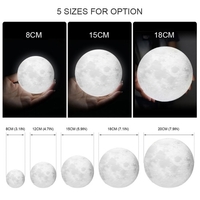 3 farben kreative mond lampe 3d gedruckt mond lampe led nachtlicht 18 cm / 7, 1 zoll mit ständer für kinder mädchen geburtstag thanksgiving weihnachtsgeschenke
