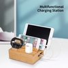 3-in-1-Bambus-Desktop-Aufbewahrungshalterung Handy-Tablet-Ladestation für Telefon iPad Apple Watch Airpods US-Stecker