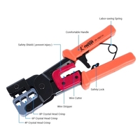 3-in-1-Crimpzangen-PassThrough-Cutter für RJ22 / 4P-RJ11 / 6P-RJ45 / 8P-Ethernet-Netzwerk-LAN-Kabelzange Kristallkopf-Kabelschneider Abziehschere