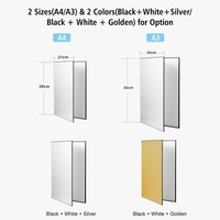 3-in-1-Fotografie-Karton Karton Klappbare Fotografie-Reflektor-Diffusor-Platine (Schwarz + Weiß + Gold) für Stillleben-Produkt-Lebensmittel-Fotoaufnahmen,  A4-Format