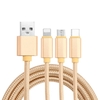 3 in 1 geflochtenes Nylon-USB-Kabel mit Blitz- / Typ-C- / Micro-USB-Anschluss Hochfestes Ladekabel für iOS- / Android-Telefone Mehrere Geräte