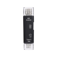3-in-1-Kartenleser Typ C Micro-USB-OTG-Erweiterung Typ C Hochgeschwindigkeits-TF-Speicherkartenleser für PC-Computer Telefon Schwarz