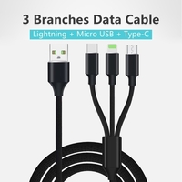 3-in-1-Ladekabel Blitz Typ C Micro-USB-Schnellladekabel Daten für iPhone XS XR XS Max X 8 7 iOS-Geräte Samsung Galaxy Android Samsung Nokia Sony Huawei