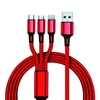 3-in-1-Ladekabel Nylon-geflochtenes Universal-USB-Ladekabel Kompatibel mit i-Produkt-/Typ-C-/Micro-USB-Geräten,  Rot