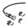 3-in-1-Magnet-Ladekabel Geflochtenes Nylon-Ladekabel mit LED-Licht Kompatibel mit iOS-/Micro-USB-/Typ-C-Geräten