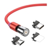 3-in-1-Magnet-Ladekabel Geflochtenes Nylon-Ladekabel mit LED-Licht Kompatibel mit iOS-/Micro-USB-/Typ-C-Geräten