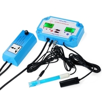 3 in 1 pH / EC / TEMP Wasserqualitätsdetektor Professioneller pH-Regler mit Relaisstecker Austauschbare Elektrode BNC-Sonde Wasserqualitätsprüfer für Aquarium Hydroponics Tank Monitor 14.00pH 1999us / cm 19.99ms / cm