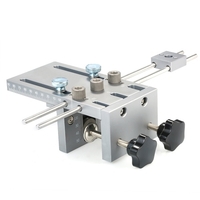 3-in-1-Stanzpositionierer mit Klemme Stanz-Locator Lochbohrer Stanz-Positionierer Guide Locator Jig Dübellehre für Möbel Schnellverbinder Holzbearbeitungs-Bohrführungssatz Bohrschablonenführung 3-in-1 Zentrierdübellehre 6/8/10 mm Holzdübellochbohrl