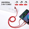 3-in-1-Universalkabel 2, 4 A Multifunktionales One-for-All-Kabel mit Typ-C/Micro-USB-Anschlüssen/verstärkter Schutzhülle,  Rot