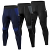 3 Packungen Herren High Waist Yoga Hose Quick Dry Sporthose Fitness Leggings Trainingshose mit Tasche