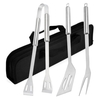 3 Stück BBQ Grillwerkzeuge Set mit Aufbewahrungstasche Edelstahl Grill Spatel Gabel Tong Grillzubehör Kit für Home BBQ Camping Wandern Angeln
