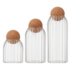 3 STÜCKE Glas Vorratsbehälter Gläser Transparente Vorratsbehälter mit Luftdichter Verschluss Holzdeckel Kugel für Getreide Tee Kaffee Zucker Nüsse Mehl