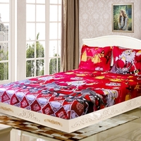3 teile / satz Weihnachten Santa Bettwäsche Set Mikrofaser 3D Gedruckt Ausgestattet Bettlaken + Kissenbezug + Bettlaken Set Weihnachten schlafzimmer Dekorationen