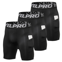 3 teile/satz Männer Compression Shorts mit Tasche Quick Dry Short