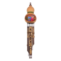 3 Ton C-Taste Hulusi Kürbis Kürbisflöte Schwarz Bambuspfeifen Chinesisches traditionelles Instrument Gold geschnitzt