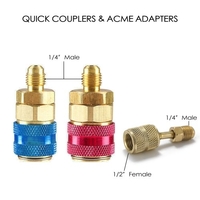 3-Wege-Kältemittelmessgerät AC-Diagnoseverteiler Freon-Messgerätsatz für Kältemittel R134A R12 R22 R502 mit Kupplungen und Acme-Adapter