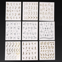 30 Blätter Mode 3D Gold / Silber Designs Nail Sticker Wassertransfer Nagel Decals Nail Paper Tip Schönheit DIY