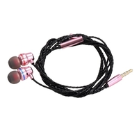 3, 5 mm Metall verdrahtete Kopfhörer In-Ear-Headset Stereo Musik Smartphone Kopfhörer Ohrhörer In-Line-Steuerung Freisprecheinrichtung mit Mikrofon Schwarz