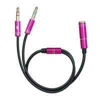 3, 5 mm TRRS-Stecker auf 2 weibliche Audiokabel Kopfhörer-Splitter 3, 5 mm Y-Splitter für Headset-Mikrofon kompatibel mit Telefon/Tablet,  Rose Rot