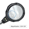 3.5X 12X Desktop-Lupe LED-Licht helfende Hände Tischlupe Glasständer mit Krokodilklemmen Verstellbare Lupe zur Unterstützung der Handreparatur beim Lesen von Handwerken Nähen