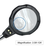 3.5X 12X Desktop-Lupe LED-Licht helfende Hände Tischlupe Glasständer mit Krokodilklemmen Verstellbare Lupe zur Unterstützung der Handreparatur beim Lesen von Handwerken Nähen