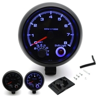 3, 75-Zoll-Auto-Universal-Schwarz-Drehzahlmesser-Blau-Inter-Shift-Licht 0-8000 U / min