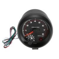 3, 75" Auto Universal Schwarz Drehzahlmesser Weiß Inter Shift Licht 0-8000 RPM