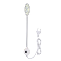 AC110-250V 1W 21LEDs Nähmaschine Lichtlampe Drehbarer Knopf Dimmbar Einstellbare Helligkeit Feste Basis Flexibler biegbarer Schlauch Schwanenhals Design für Hausarbeit Haushaltsaufgaben Aufgaben