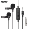 ACEMIC Omnidirektionaler Kondensator Lavalier Mikrofon Ansteckmikrofon Doppelkopf 3, 5 mm TRRS mit 6, 35 mm Adapter
